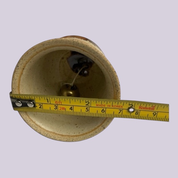 Handcrafted Ceramic Stoneware Bell Brown Cream Glazed Pottery Decor - Picture 5 of 8